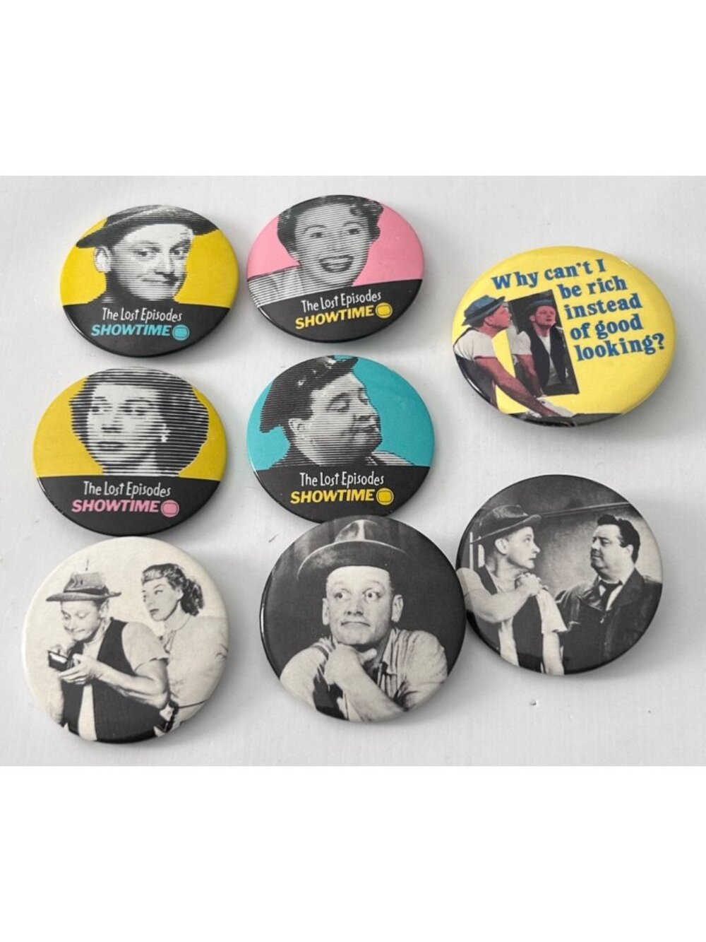 Vintage Honeymooners The Lost Episodes Showtime Pinback Buttons Set 8